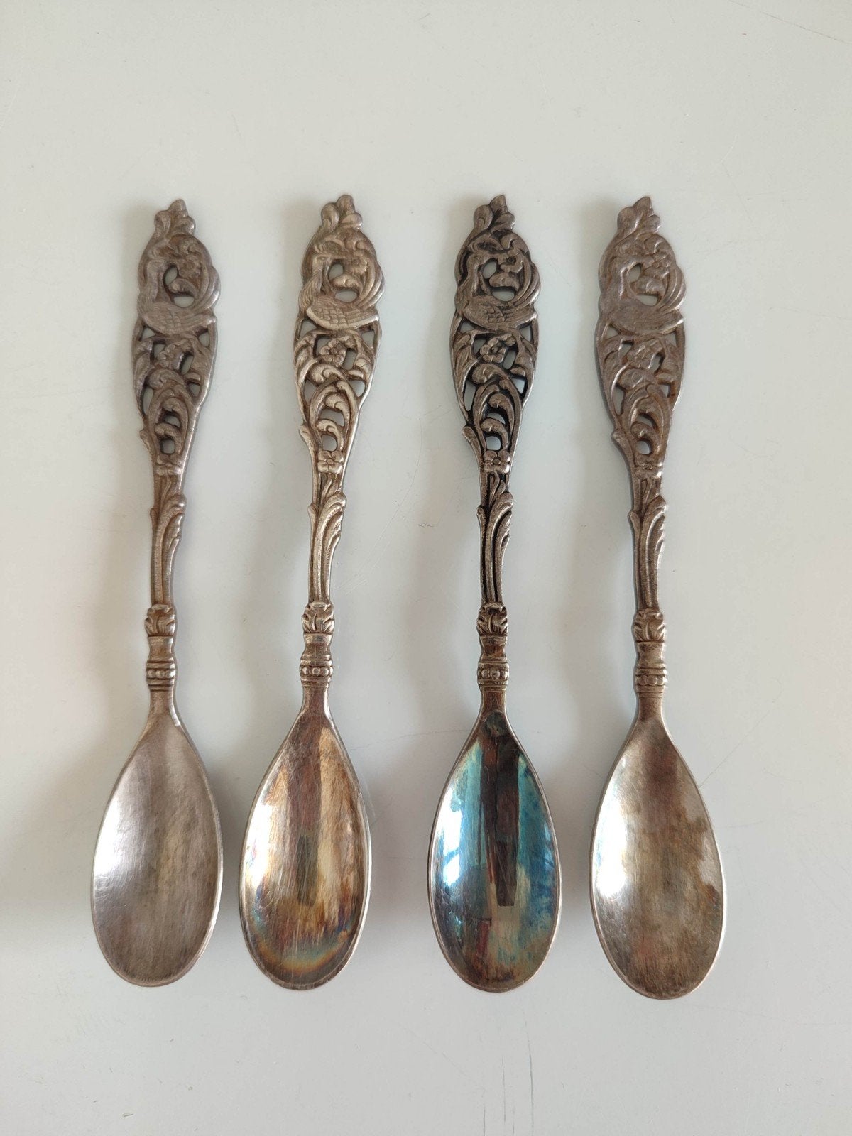Gero 90 kraanvogel model 647 set van 4 vintage lepeltjes, Ophalen
