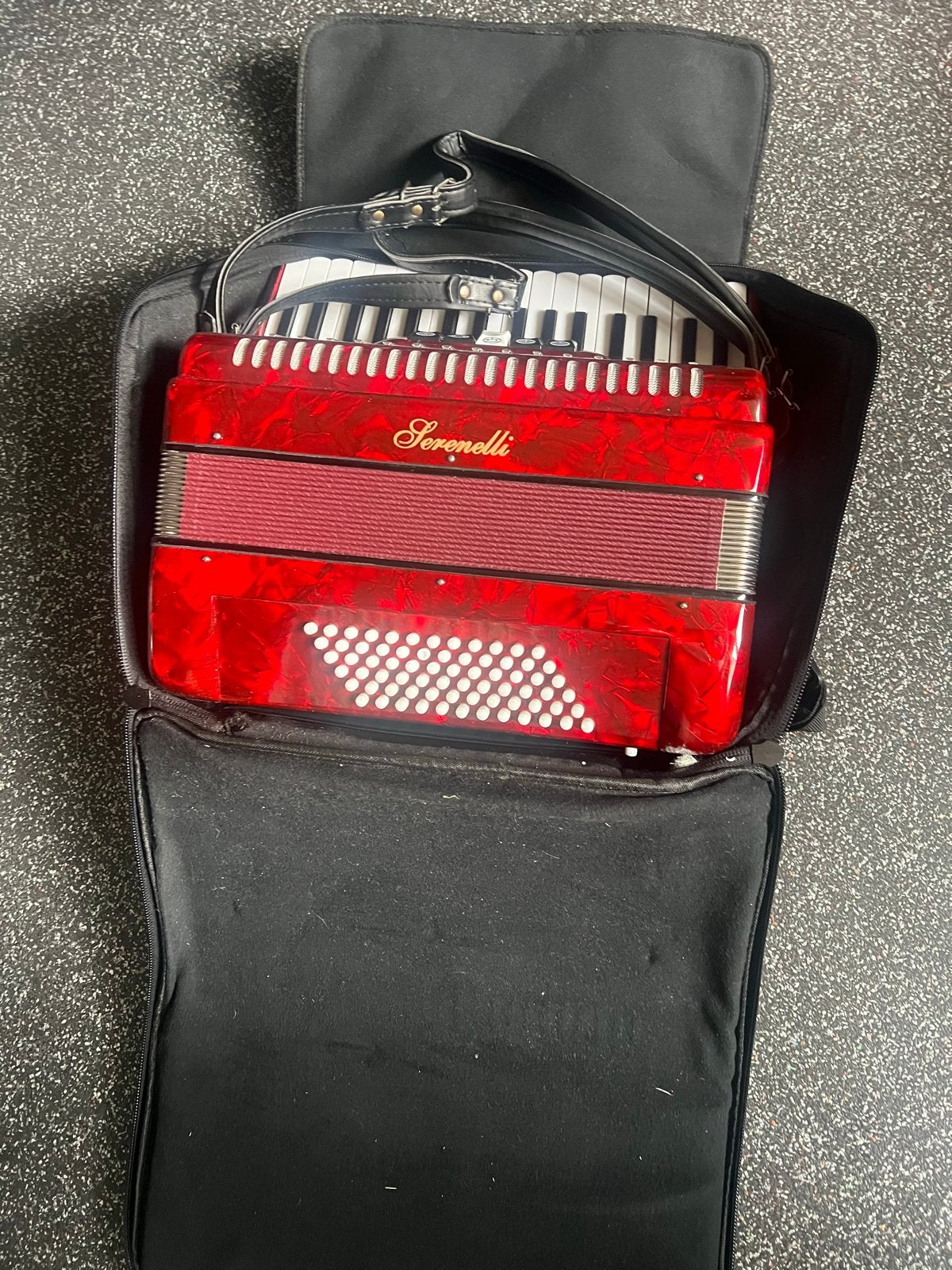 Serenelli Accordeon Rood -, Overige merken, Gebruikt, 80-bas, Met koffer