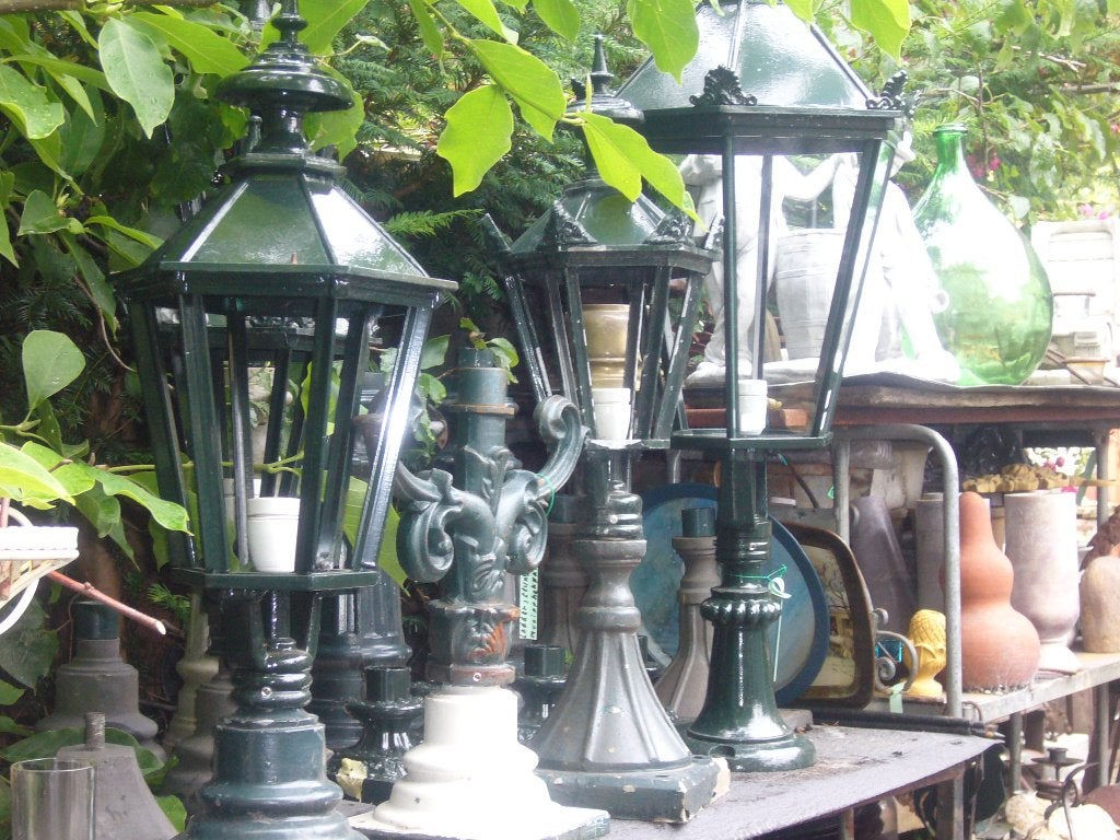 Terraslantaarn op sokkel antiek model Tuinverlichting, Antiek en Kunst, Ophalen