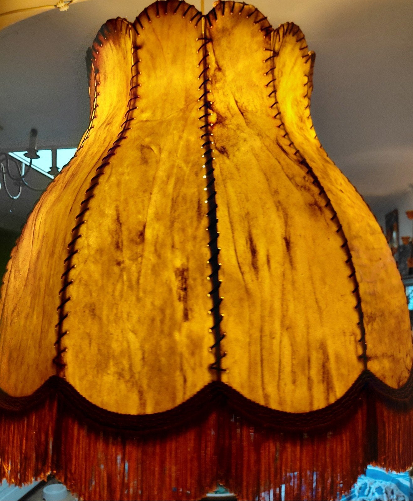 Vintage Karrenwiel lampenkap - Granny Style Varkensblaas, Ophalen, Hanglamp