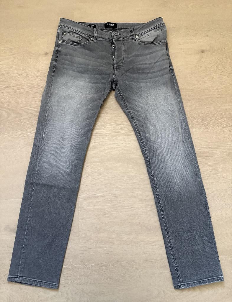 Refill 'Lucas' Slim Fit Jeans – Grijs – W34/L32– ZGAN, Refill, Ophalen of Verzenden, Zo goed als nieuw, W33 - W34 (confectie 48/50)