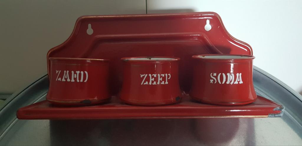 Emaille zand zeep soda antiek retro vintage grootmoedertijd, Ophalen of Verzenden