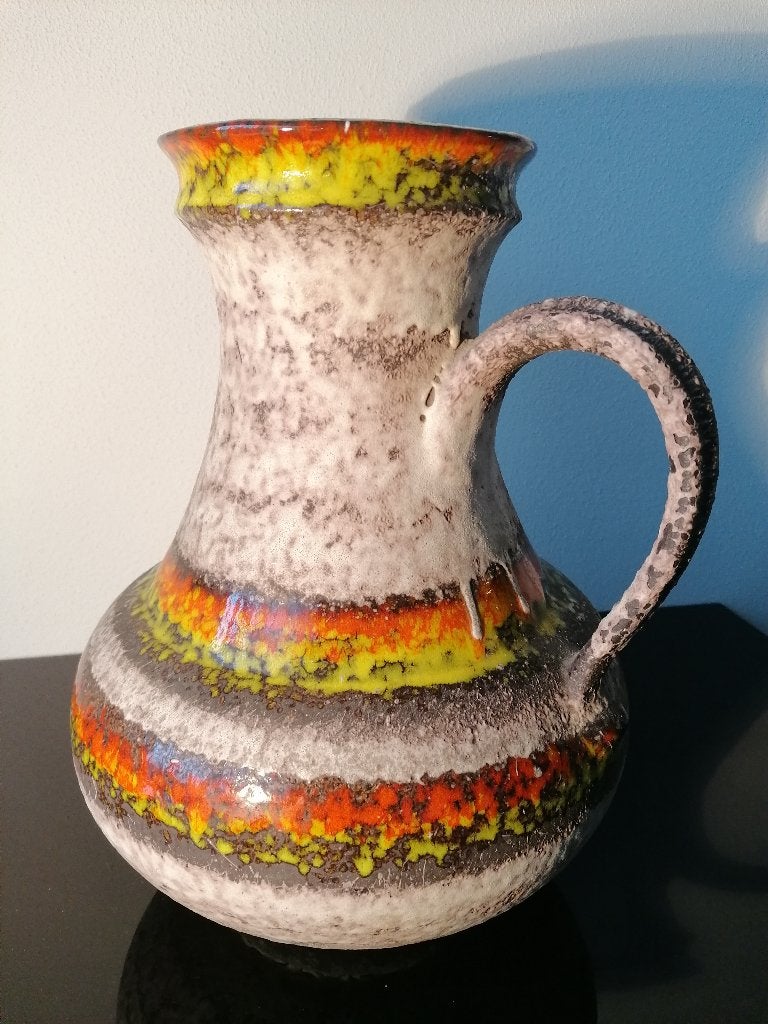 Germany Keramiek Vaas Ubelacker Fat Lava Geel Oranje 1960, Ophalen of Verzenden