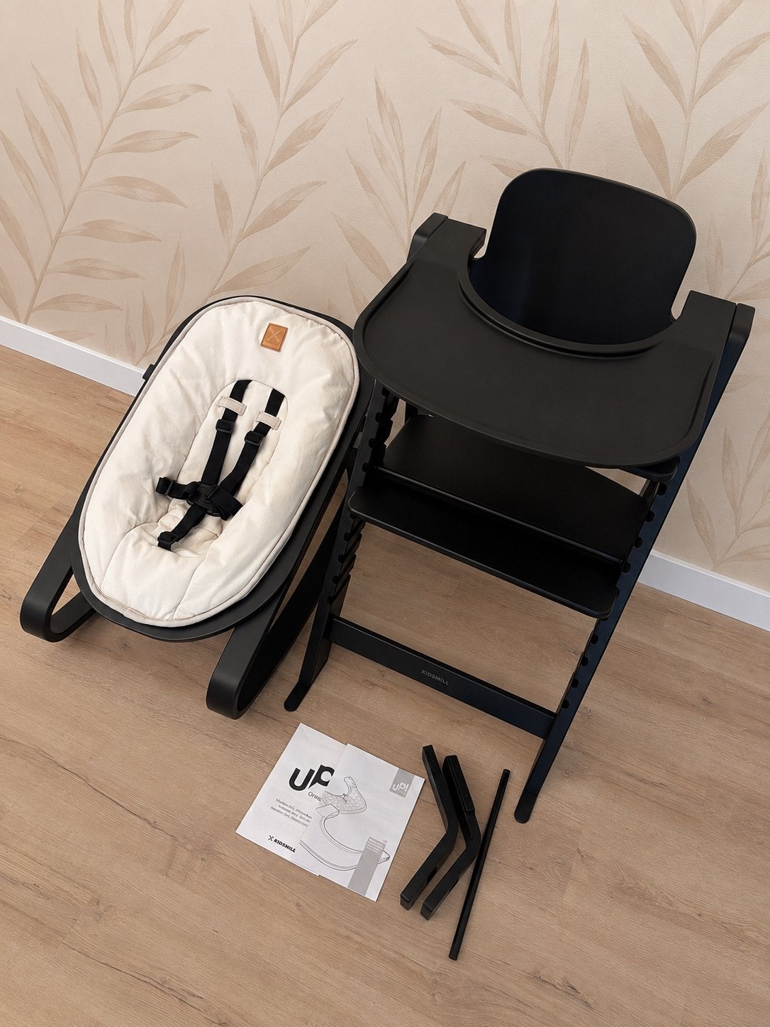 Kidsmill meegroeistoel zwart incl baby, newbornset, wipstoel, Ophalen, Gebruikt, Meegroeistoel