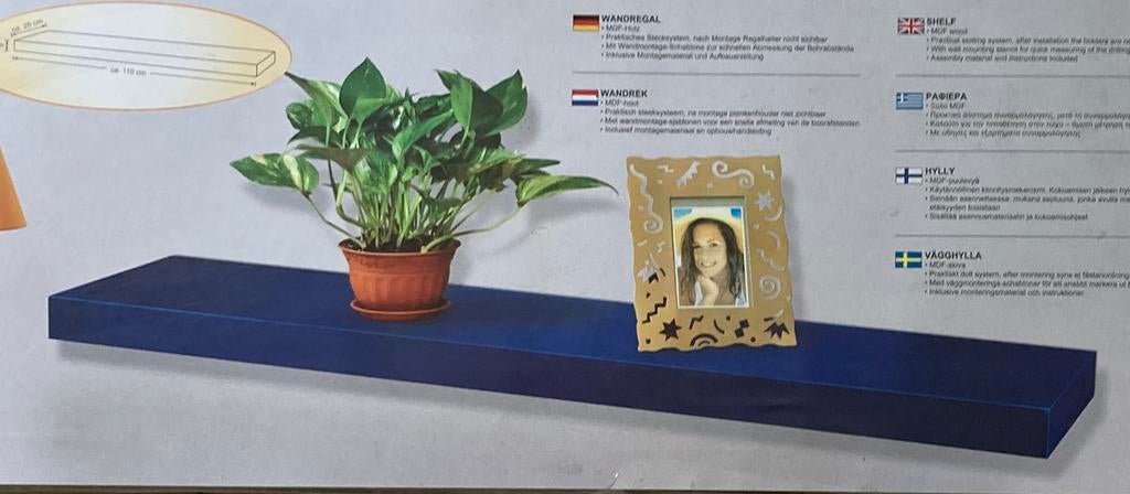 Zwevende boekenplank / wandplank kobalt blauw 110 cm NIEUW, Ophalen of Verzenden, Nieuw