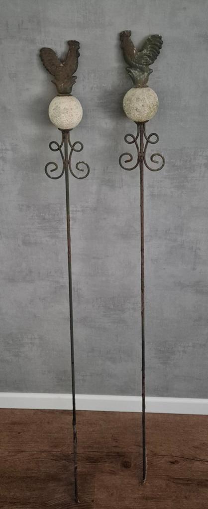 Decoratieve tuinstekers met haan (set van 2), Tuin en Terras, Ophalen of Verzenden, Gebruikt