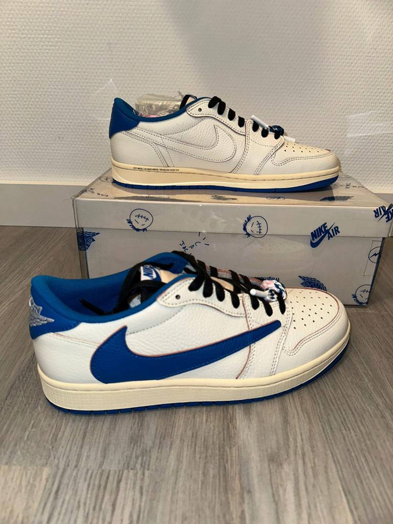 Nike air jordan 1 low fragment travis scott sail military, Ophalen of Verzenden, Zo goed als nieuw, Wit
