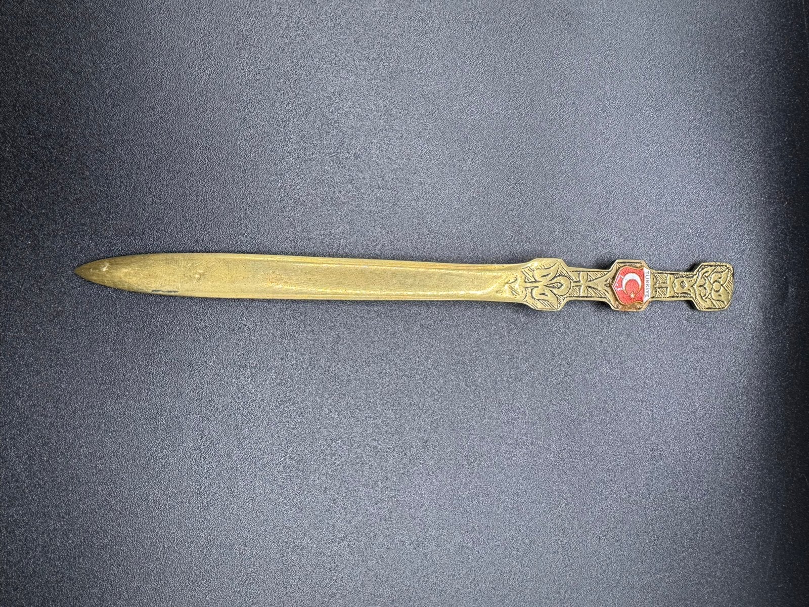 Vintage Turkije Briefopener - Messing met Vlag, Verzenden