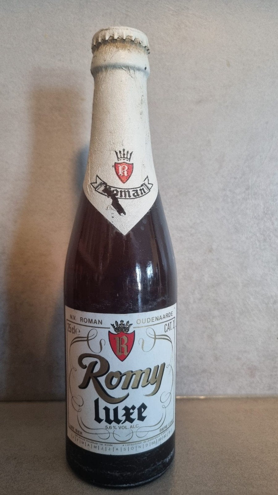 Romy Luxe - Roman, Oudenaarde - 25cl - tht '89, Ophalen of Verzenden, Zo goed als nieuw, Flesje(s), Overige merken