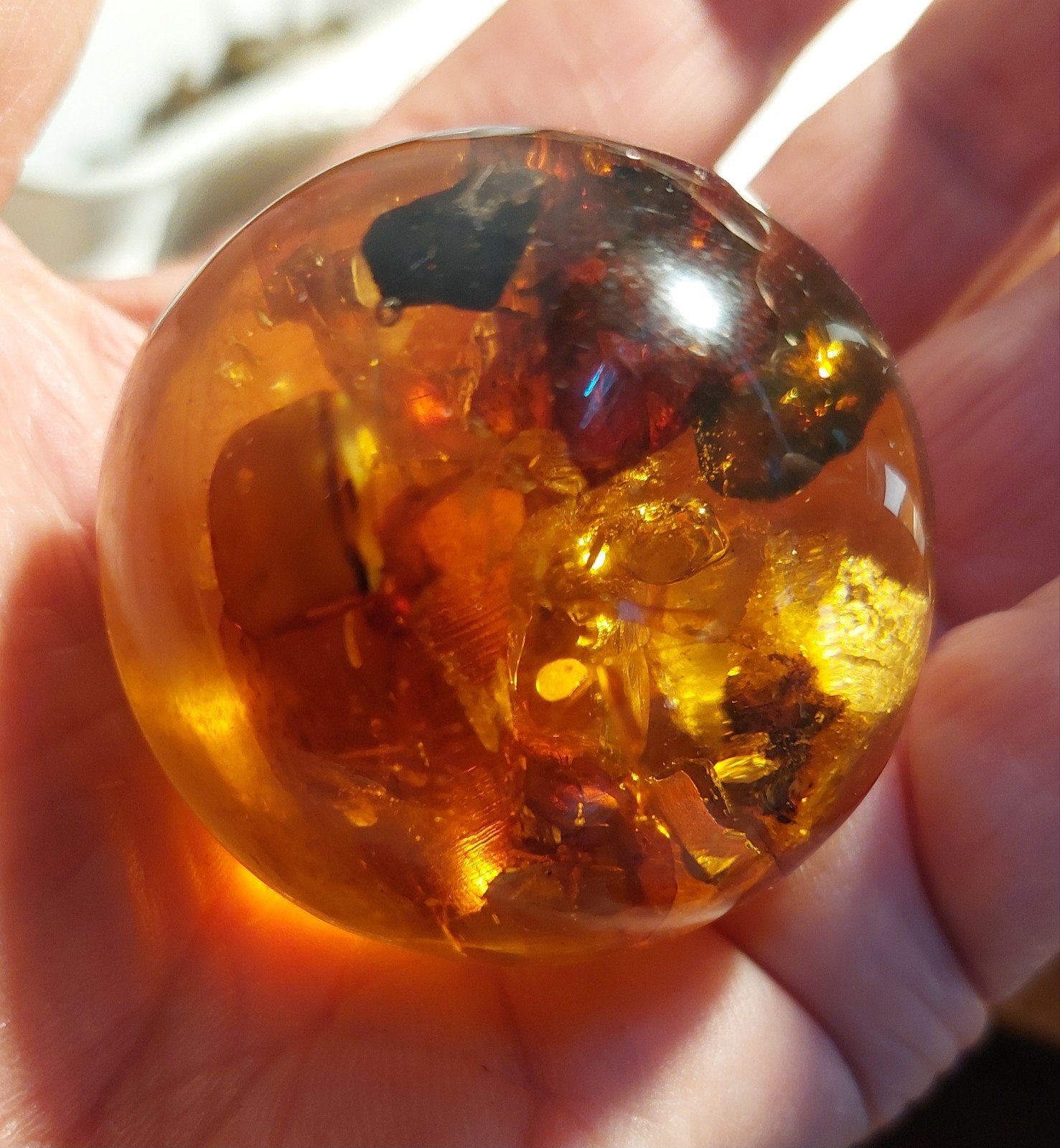 Barnsteen bol, amber, doorsnede 4,5 cm, Ophalen of Verzenden