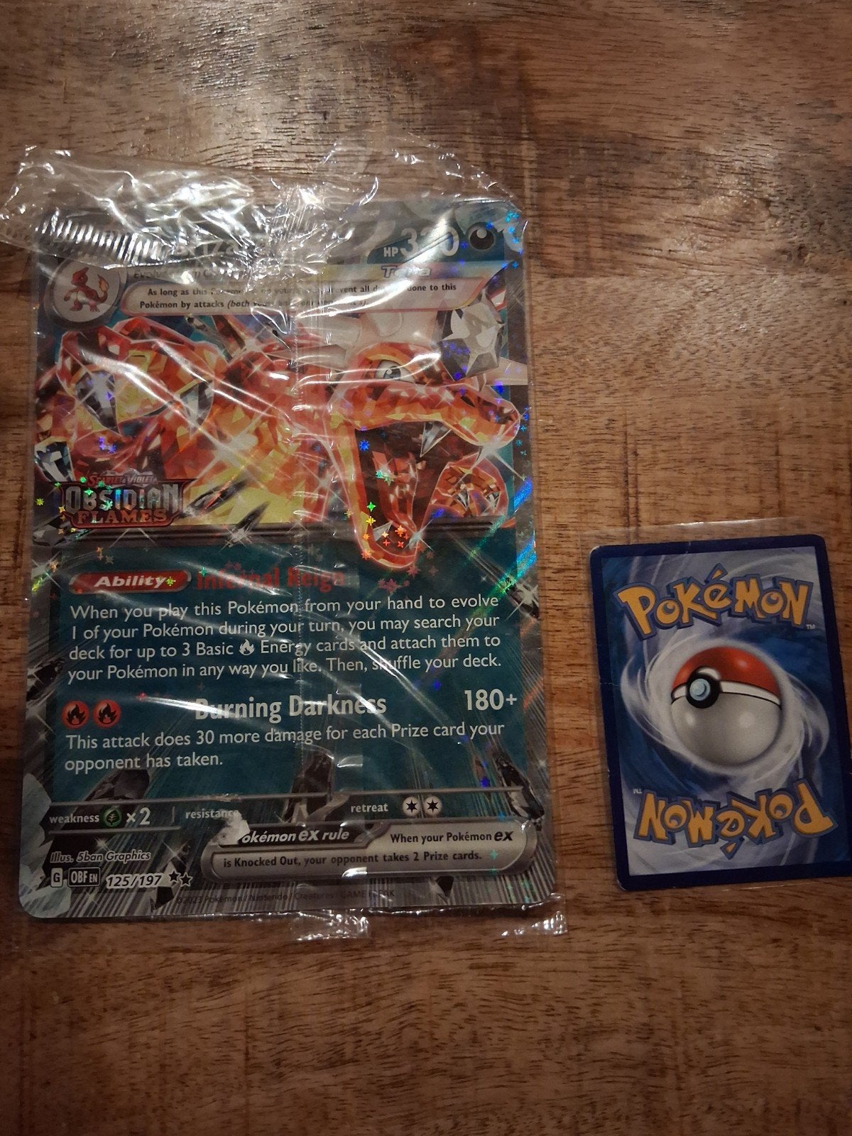 charizard ex 125/197 jumbo kaart obsidain frames stamp, Ophalen of Verzenden, Nieuw, Losse kaart, Foil