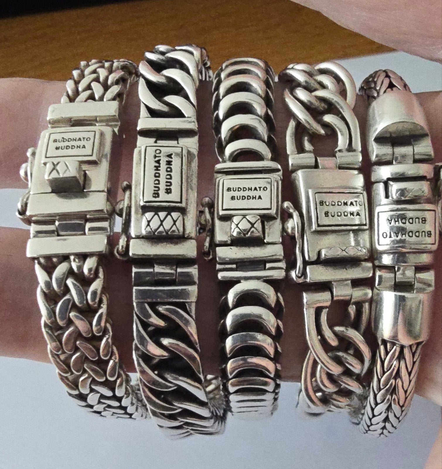 5 prachtige Buddha to Buddha armbanden Zilver 925, Ophalen, Zo goed als nieuw, Zilver, Zilver