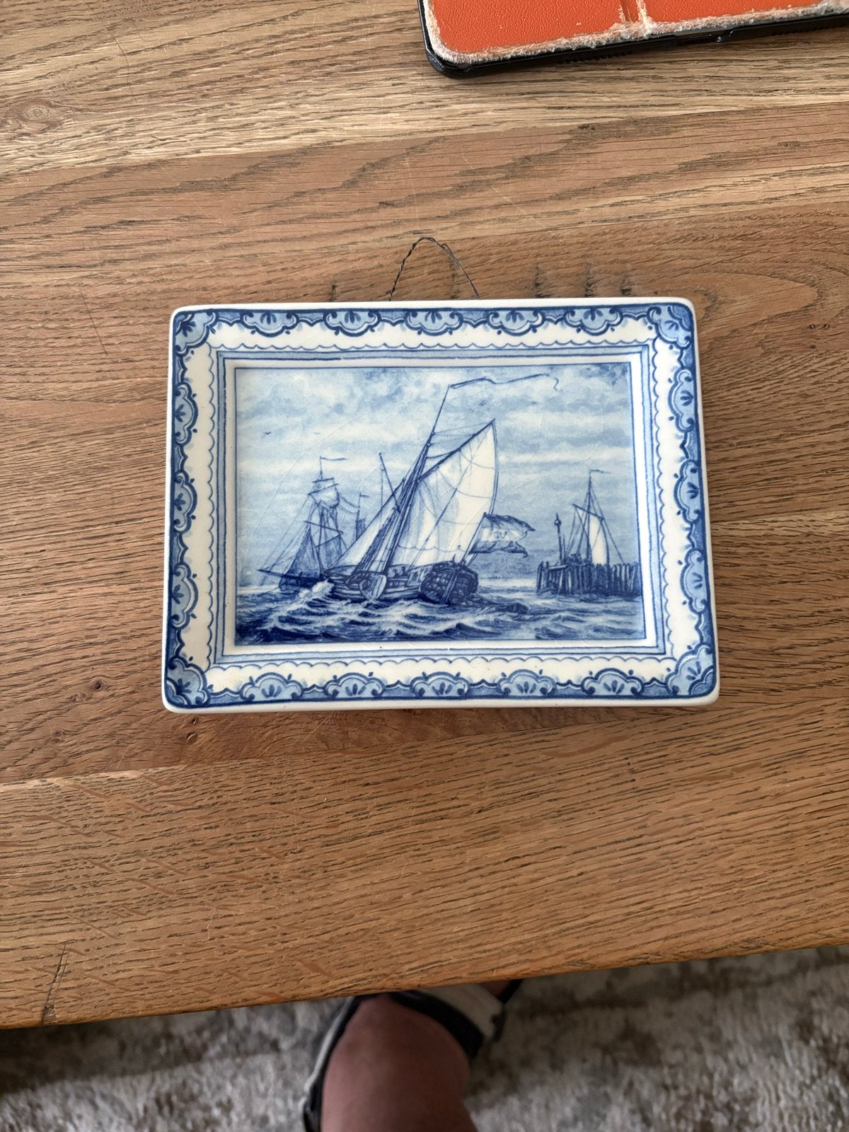 Origineel Delftsblauw Handwerk Wandtegel - Schepen, Antiek en Kunst, Ophalen
