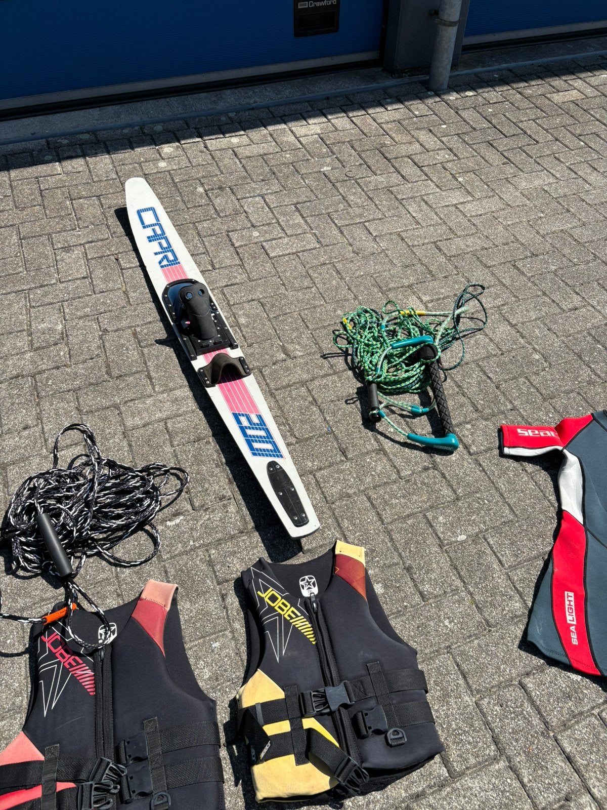 Waterski set 3 x ski touwen pakken en vesten, Ophalen, Gebruikt, Met zwemvest(en), 160 cm of meer