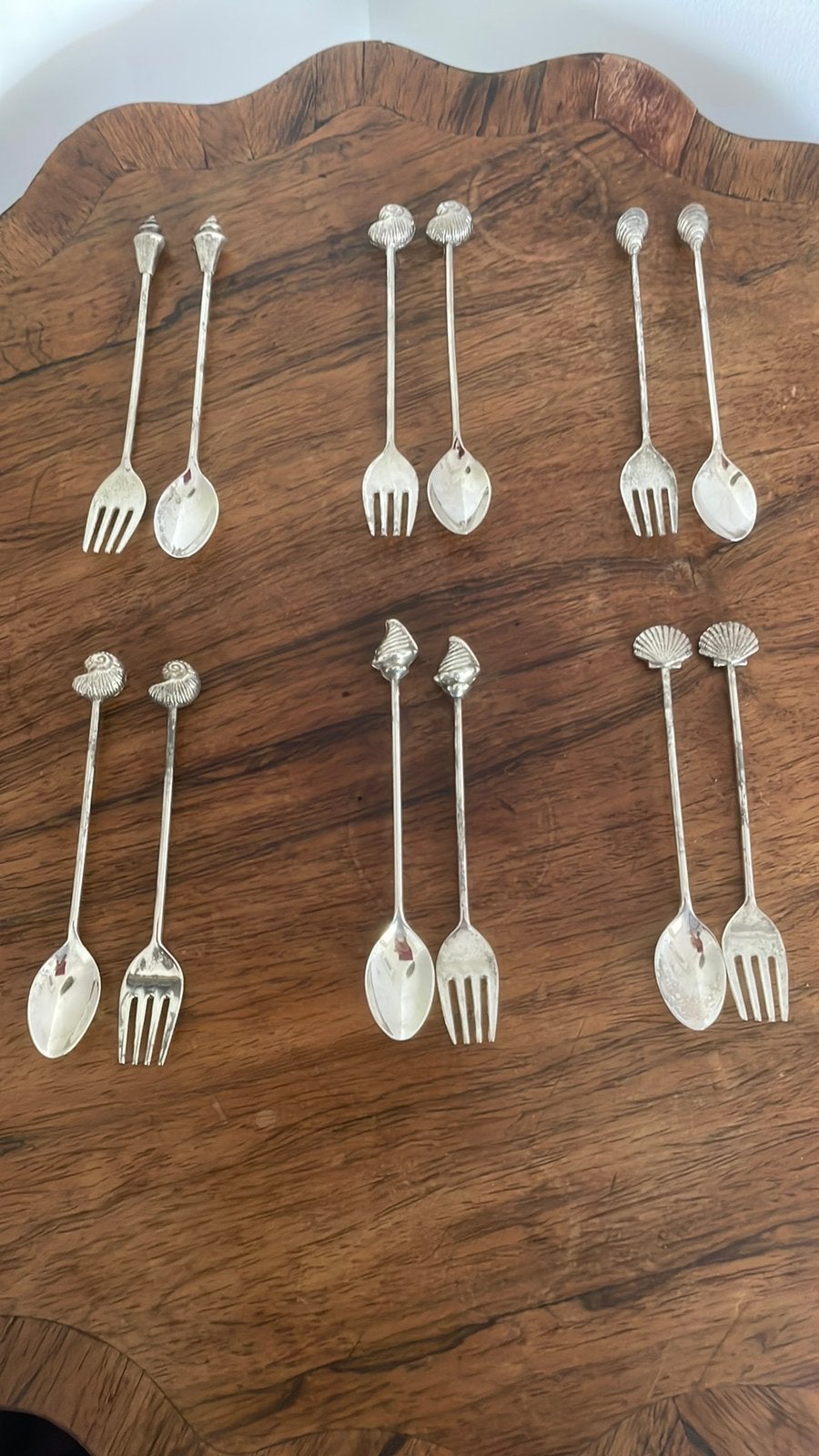 Set theelepels en gebakvorkjes Shell schelpen 12 stuks, Ophalen of Verzenden, Overige typen