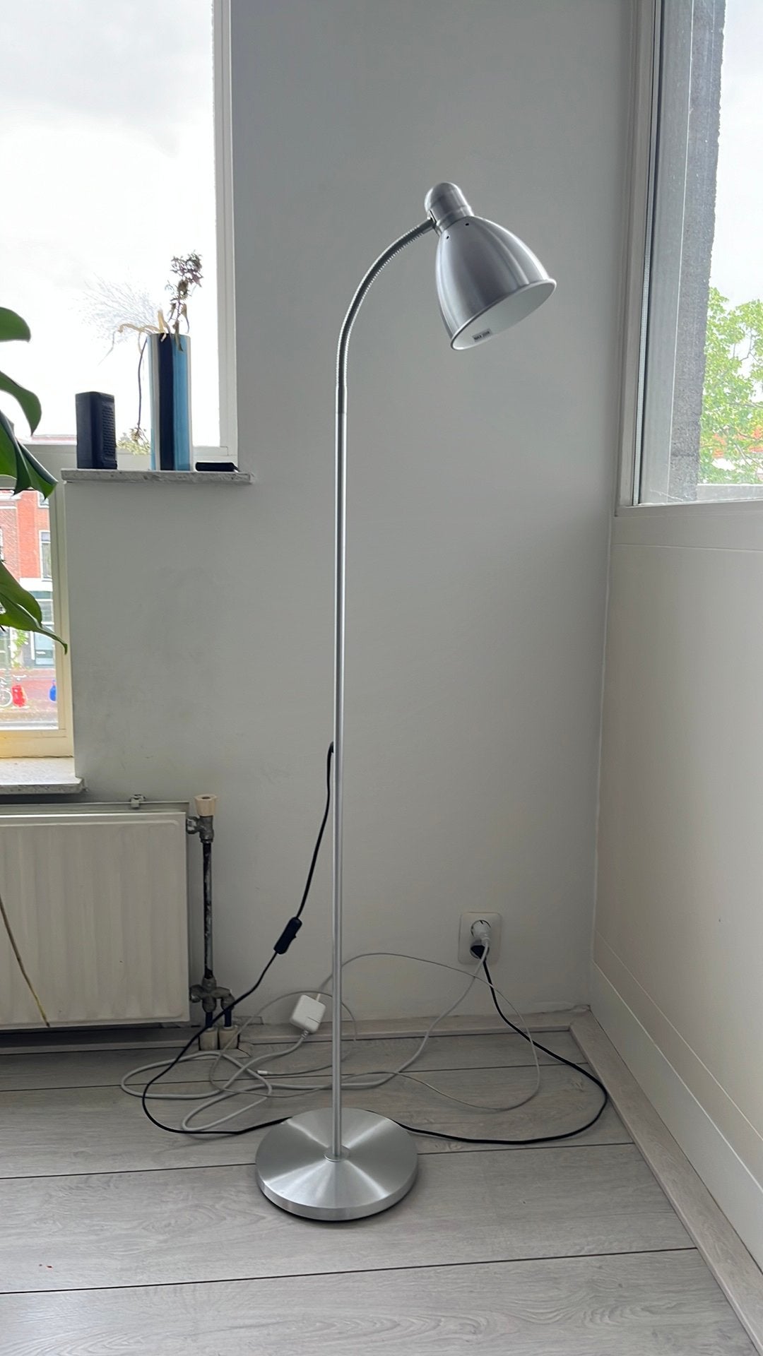 Silver floor lamp, Ophalen, Gebruikt, Metaal, 100 tot 150 cm