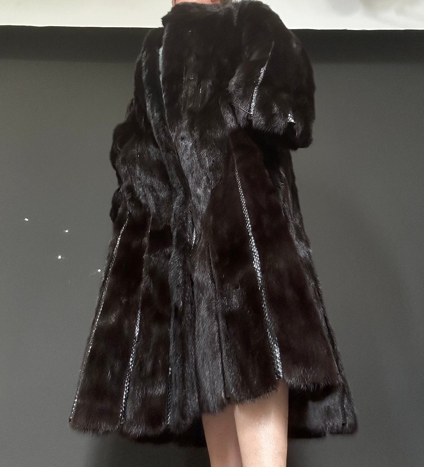 Lange vintage bontjas, donkerbruin, mt 42/44, Kleding | Dames, Jassen | Winter, Verzenden, Zo goed als nieuw, Maat 42/44 (L), Bruin
