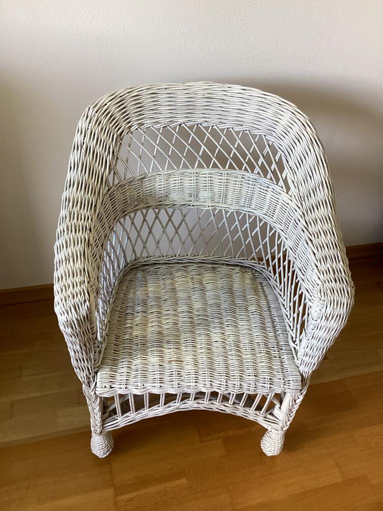 Witte rieten stoel, Antiek en Kunst, Antiek | Meubels | Stoelen en Banken, Ophalen