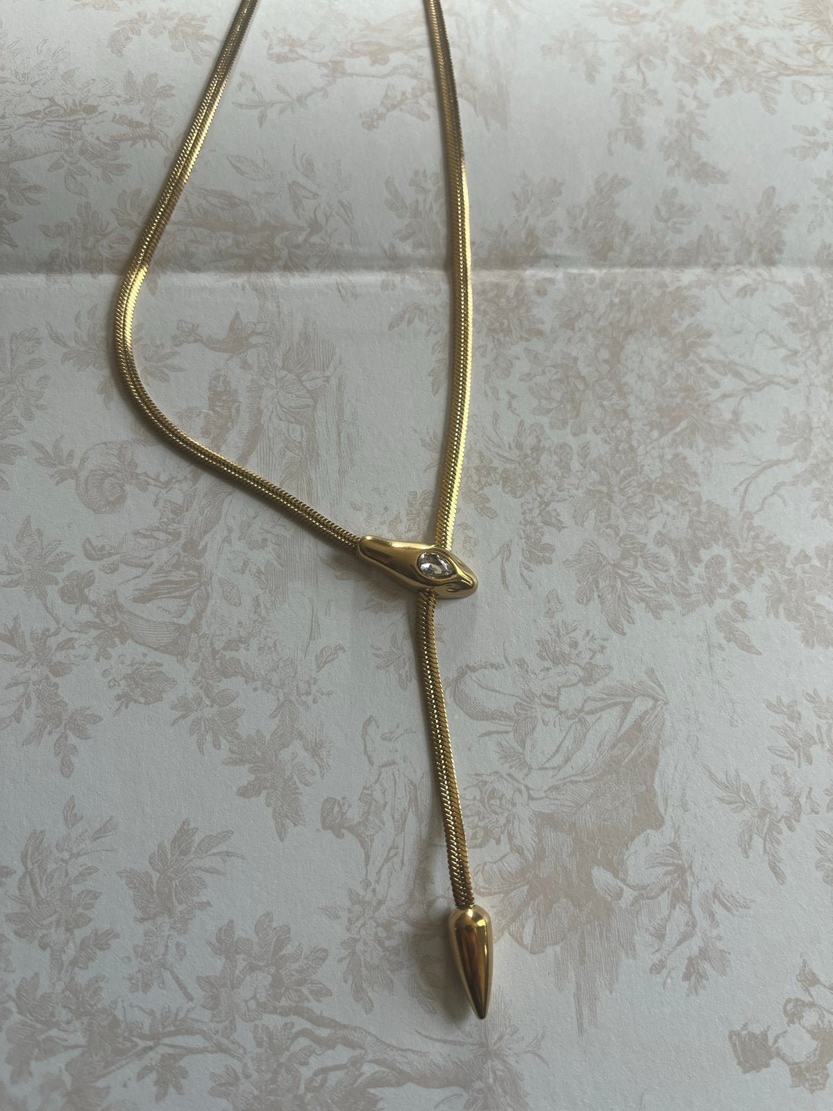 Gouden slang ketting met kristal Goldplated, Met kristal, Nieuw, Ophalen of Verzenden, Goud