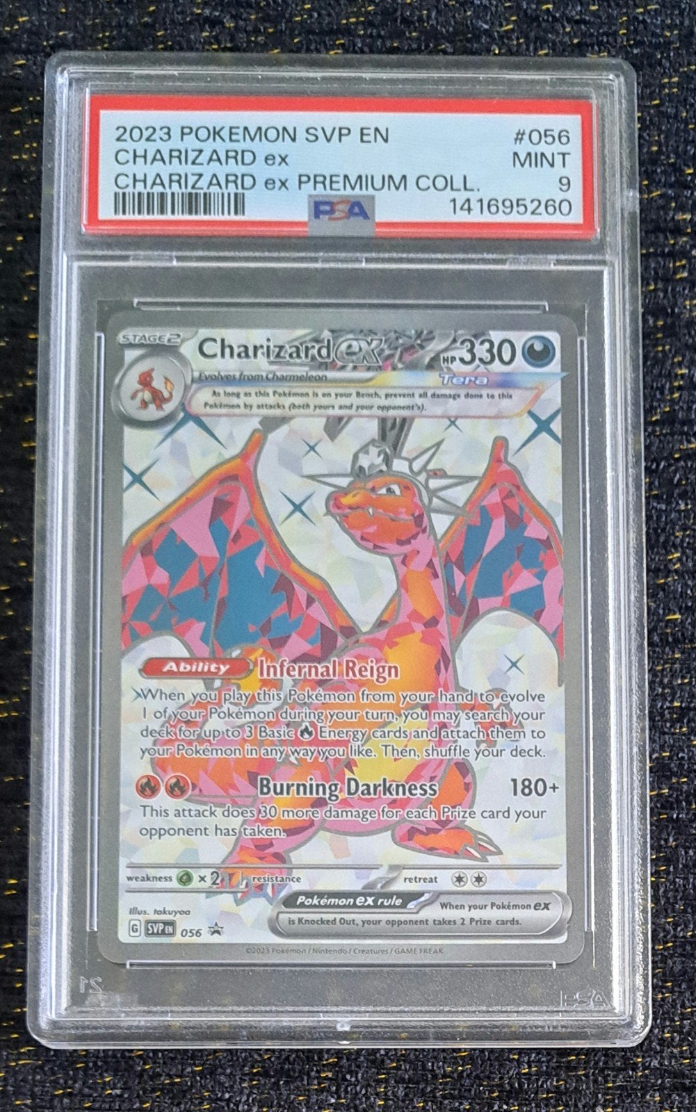 Charizard ex #056 Premium Collection PSA 9, Ophalen of Verzenden, Zo goed als nieuw, Losse kaart
