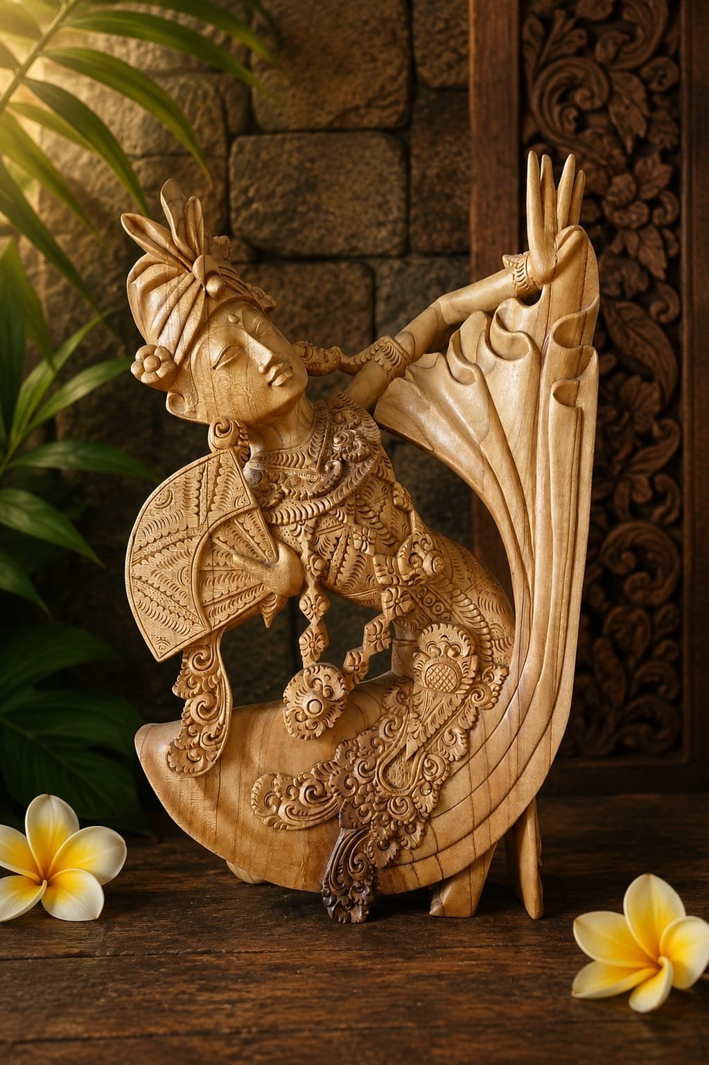 Handgesneden Balinese danser., Verzenden