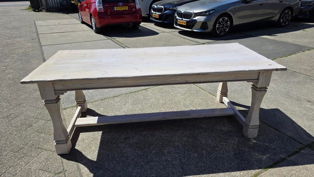 Mooie grote Franse witgebeitste kloostertafel, Ophalen