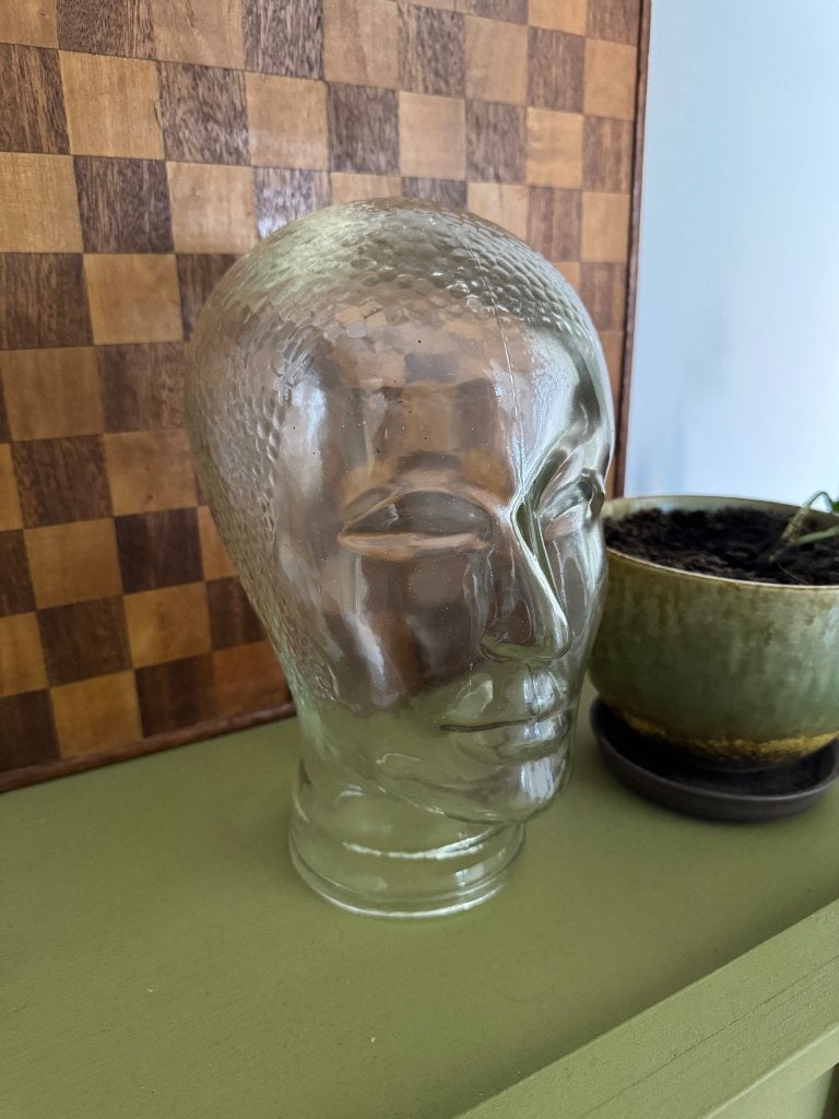 Vintage hoofd van glas jaren 60/70, Ophalen of Verzenden, Huis en Inrichting