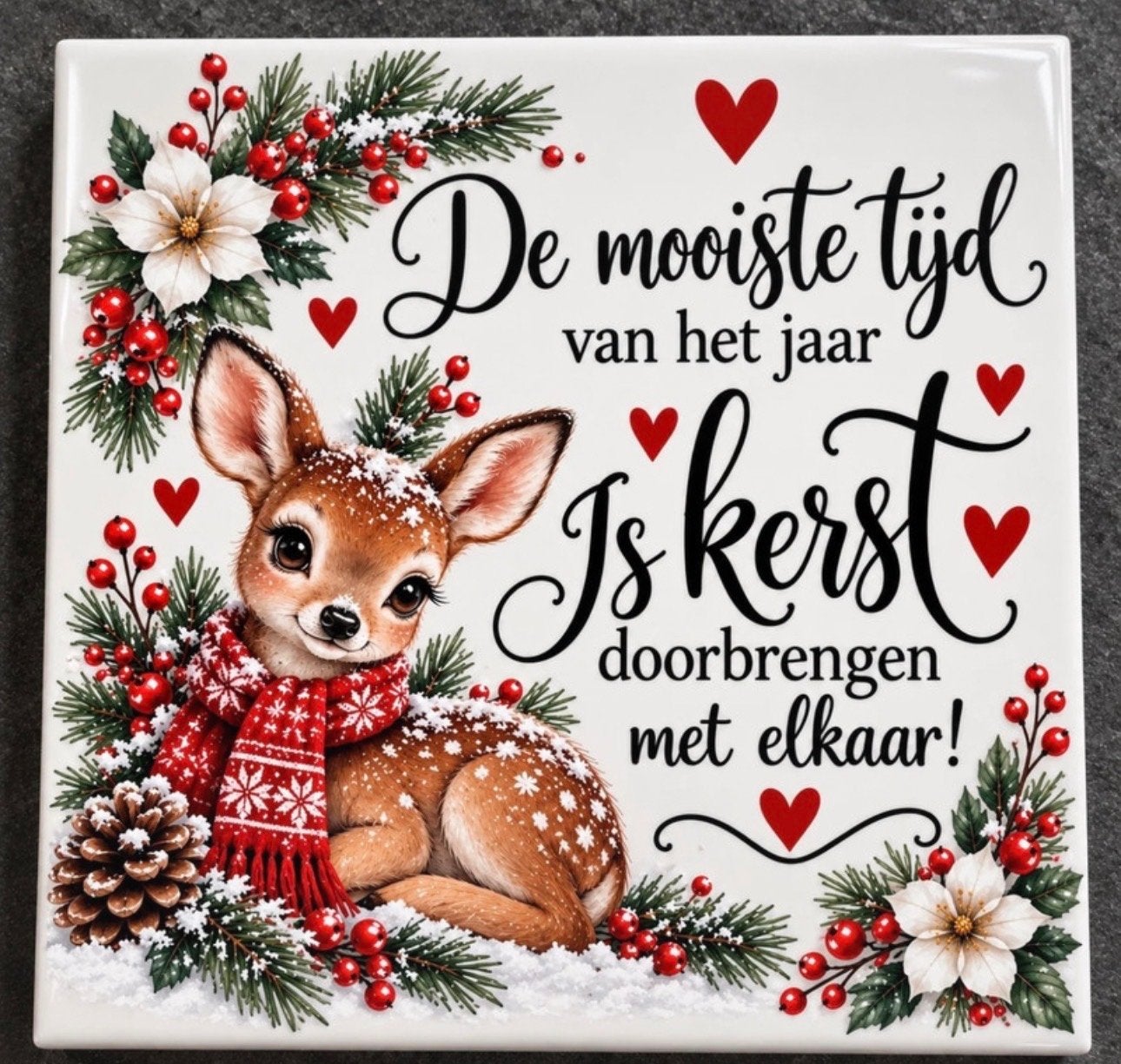 Tegel 15x15 met spreuk 'Het leven is als een frikandel', Ophalen of Verzenden