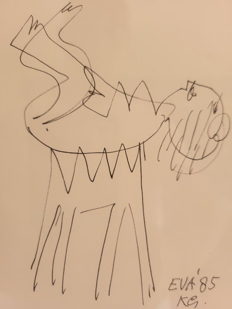 Klaas Gubbels, pentekening, unicum, mooi ingelijst, Ophalen