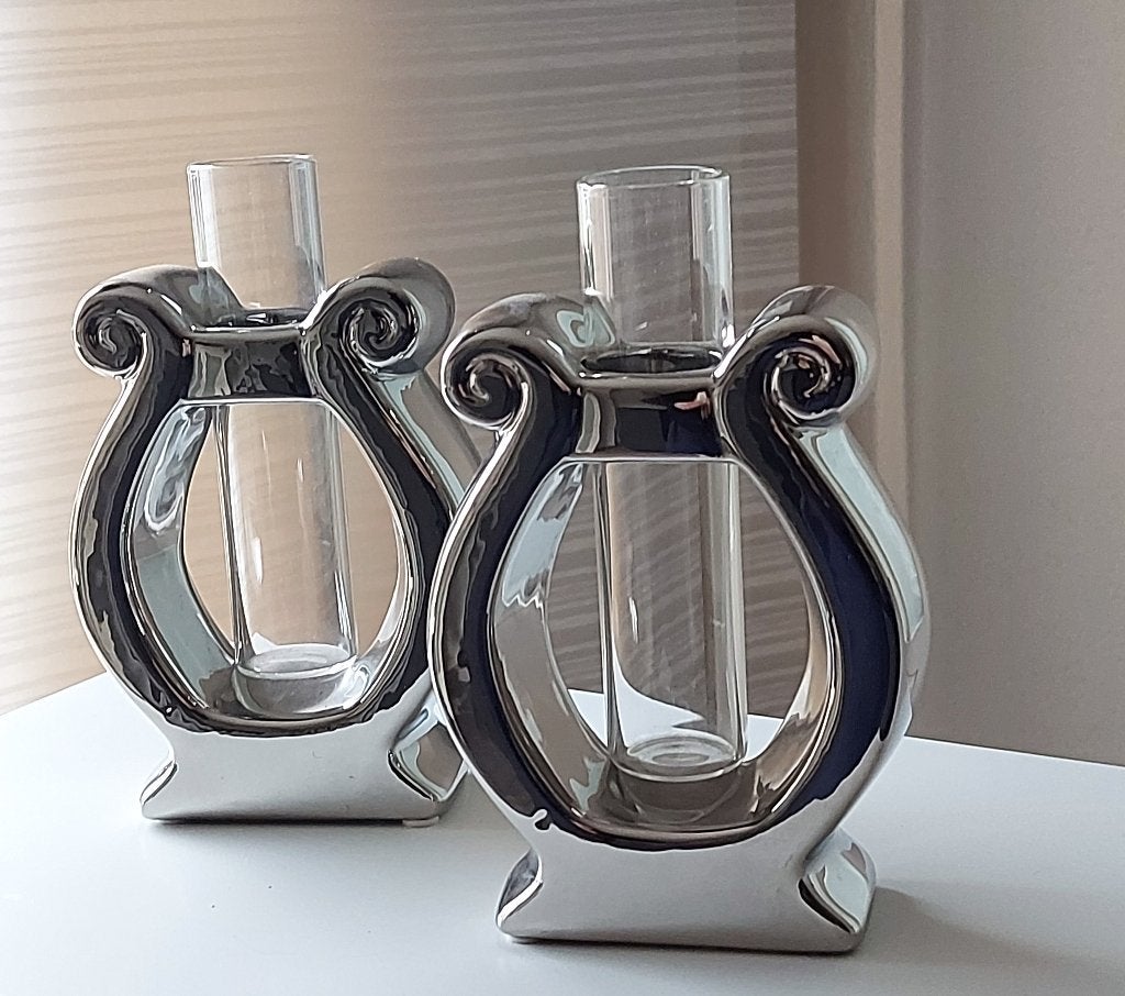 Kandelaar zilver kleurig 2 st. (set), Ophalen, Nieuw, Zilver, Modern