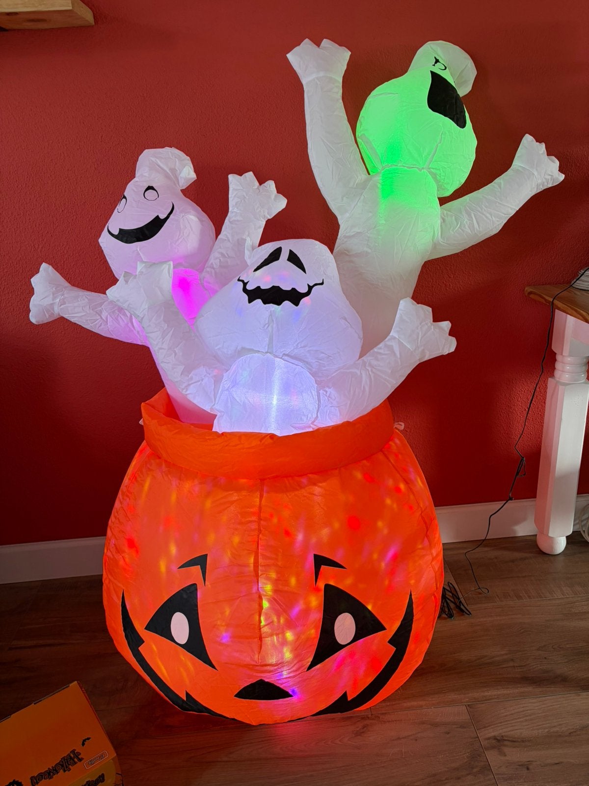 Opblaasbare Halloween Pompoen met Spoken - 150cm, Ophalen of Verzenden, Nieuw, Versiering, Halloween of Griezel