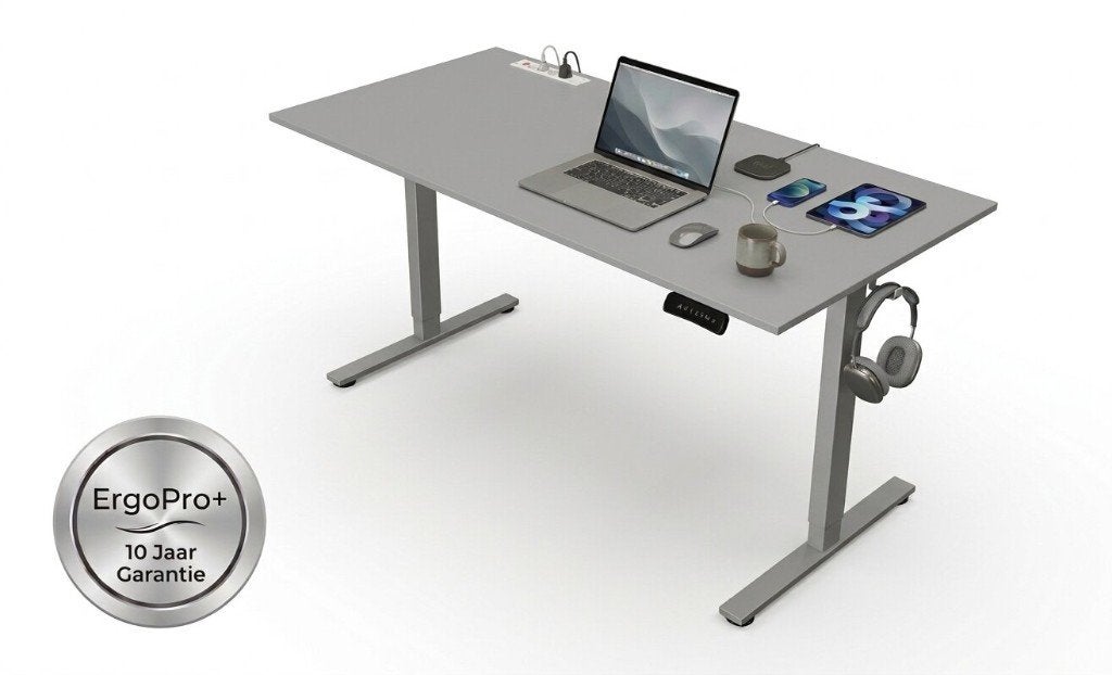 ErgoPro+ Zit-Sta Bureau | 160 x 80 cm - licht grijs NIEUW, Huis en Inrichting, Zit-sta bureau, 160 cm, Verzenden, Hout