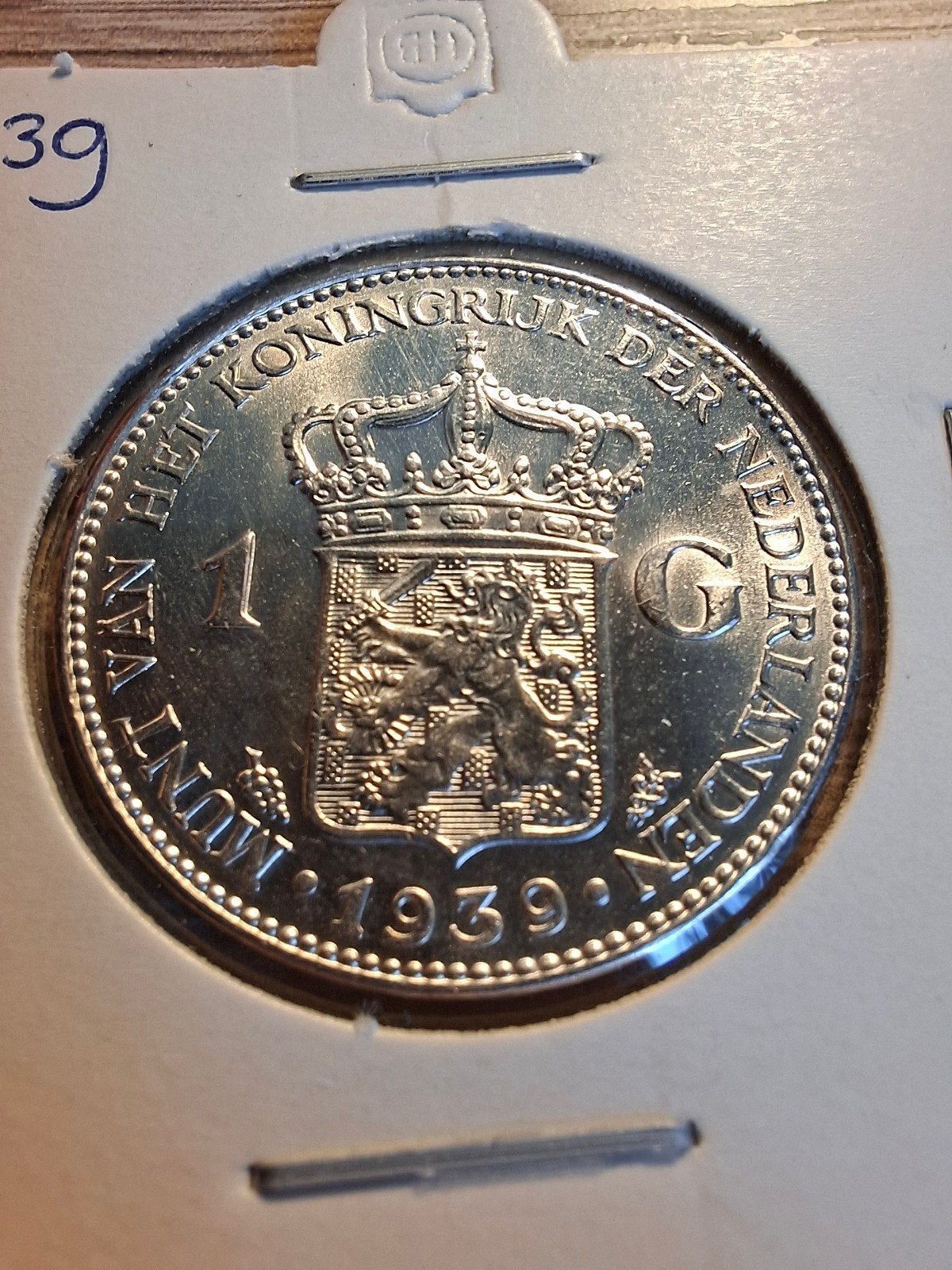 Gulden 1939 (1) | unc?, Postzegels en Munten, 1 gulden, Zilver, Ophalen of Verzenden, Koningin Wilhelmina