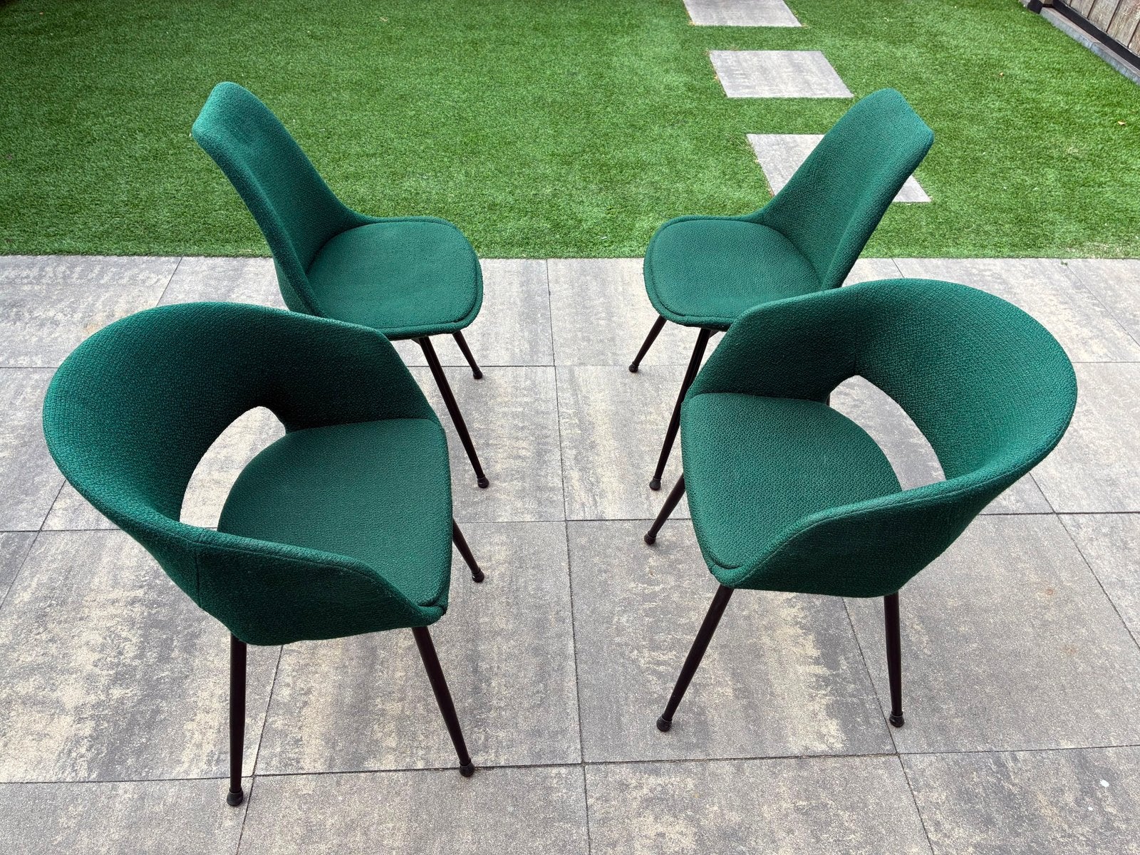 Set van 4 groene eetkamerstoelen, Overige kleuren, Ophalen of Verzenden, Zo goed als nieuw, Vier