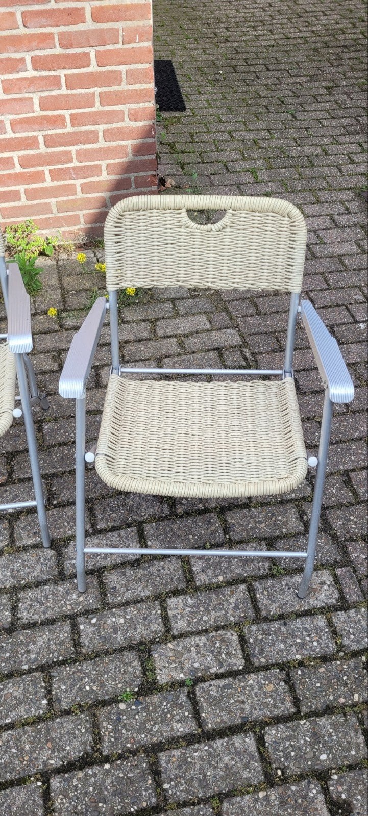 4x Hilbrand Tossa Tuinstoelen - Inklapbaar & Comfortabel, Ophalen of Verzenden, Gebruikt, Wicker, Inklapbaar