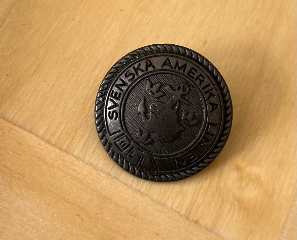 Vintage bronzen Svenska Amerika Linien knopen, Ophalen of Verzenden, Gebruikt