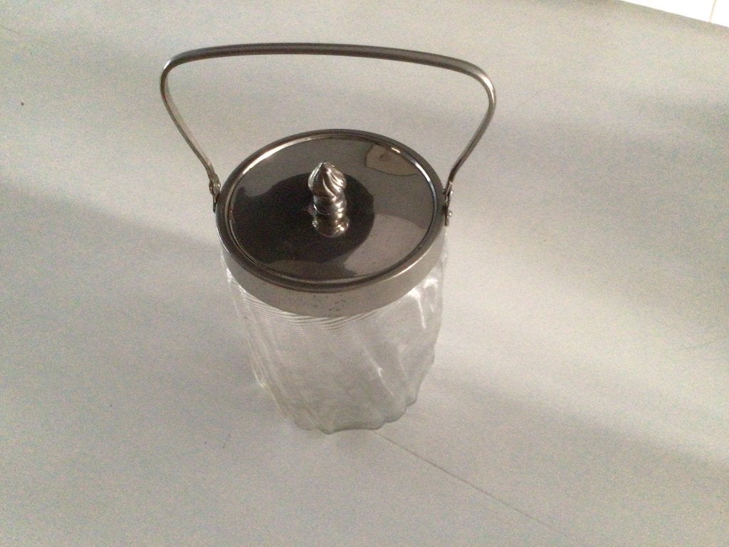 Glazen pot met deksel en handvat, Ophalen of Verzenden