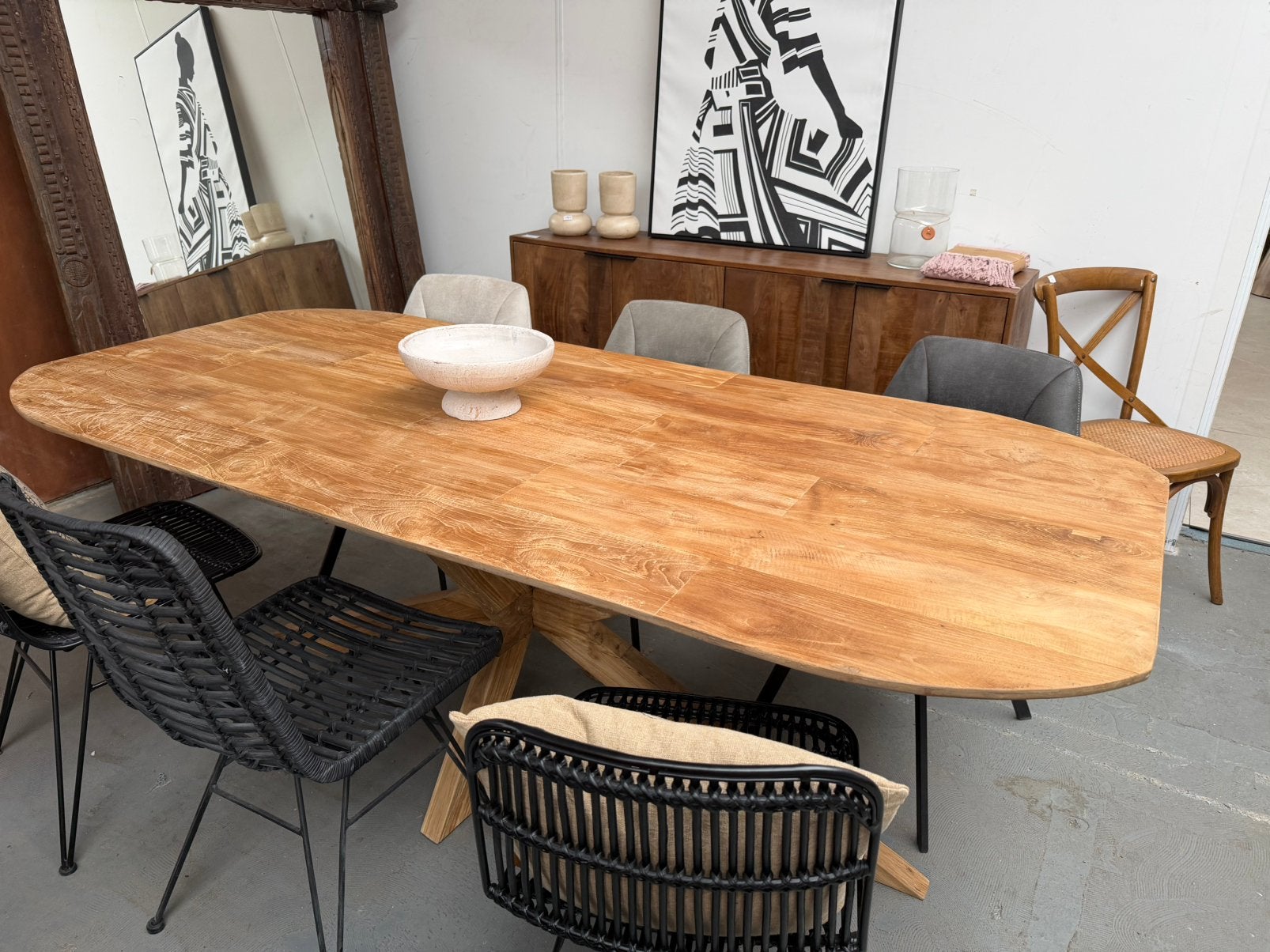 Magazijn leegverkoop eettafel deens ovaal teakhout matrix, Hout, Nieuw, Ophalen of Verzenden, Info@wkhome.nl