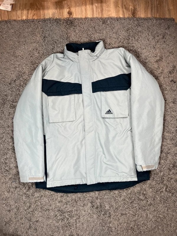 Vintage Adidas ski Jacket 2003 • light Blue &amp; Navy • As, Adidas, Ophalen of Verzenden, Zo goed als nieuw, Maat 46/48 (XL) of groter