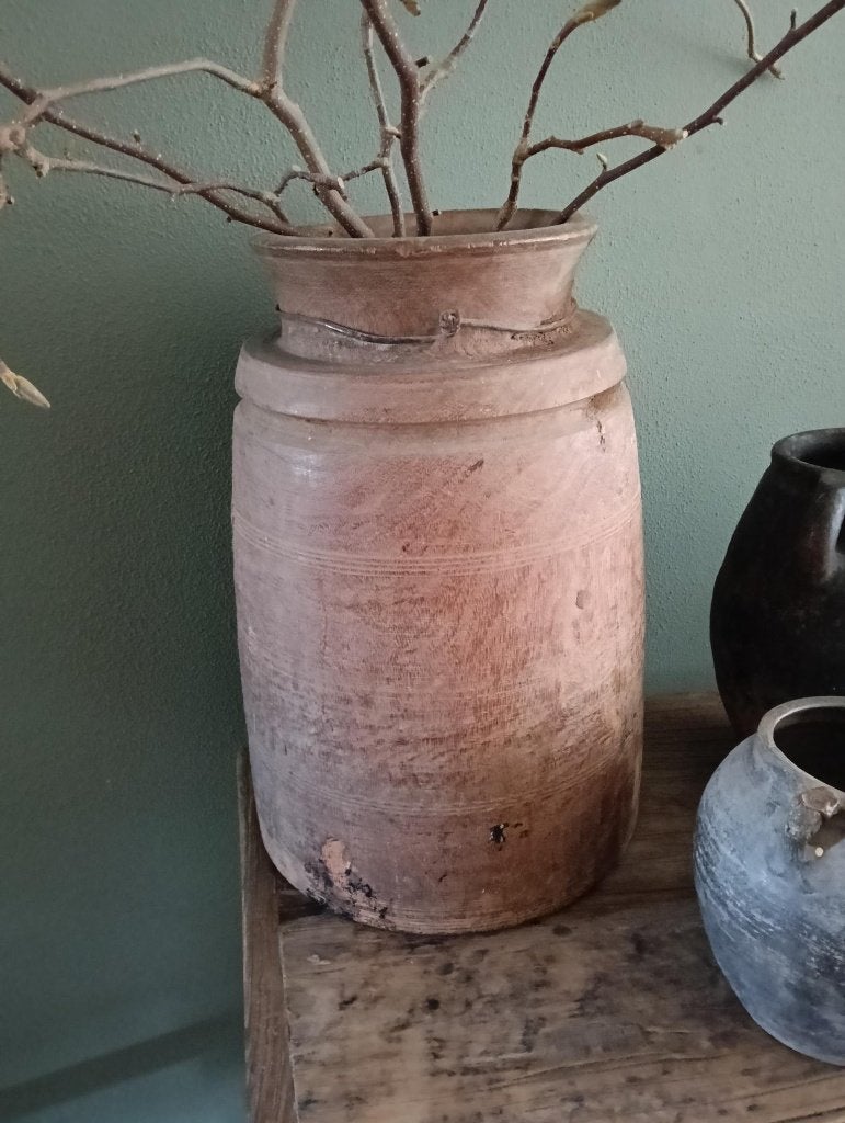 XL Aura Peeperkorn nepalese kruik 47 cm hoog, Ophalen of Verzenden, Nieuw, Hout, Landelijk