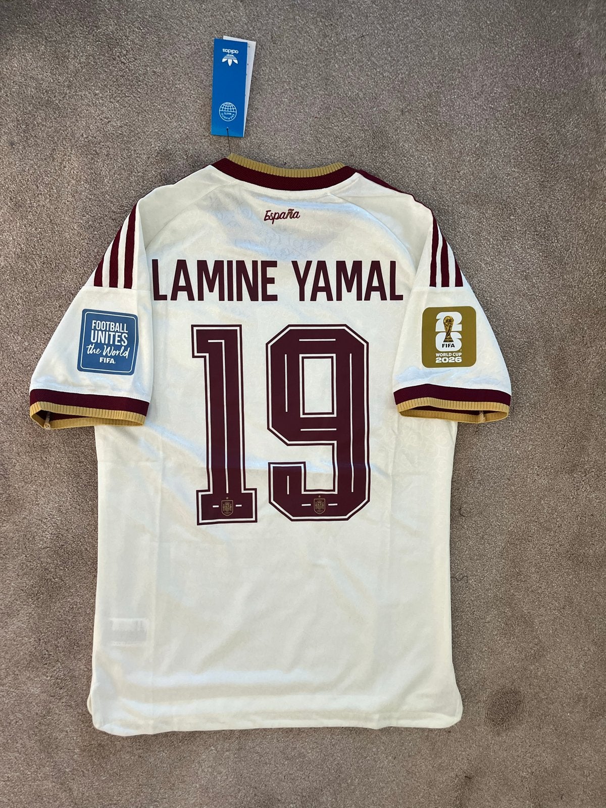 Adidas Spanje uitshirt Lamine Yamal 19 Maat M Nieuw, Maat 48/50 (M), Wit, Nieuw, Ophalen of Verzenden