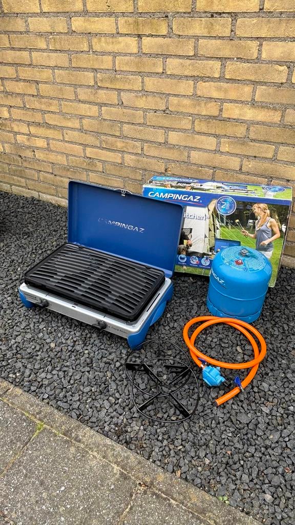 Campingaz keuken grill met gasfles en slang, z.g.a.n., Ophalen of Verzenden, Zo goed als nieuw