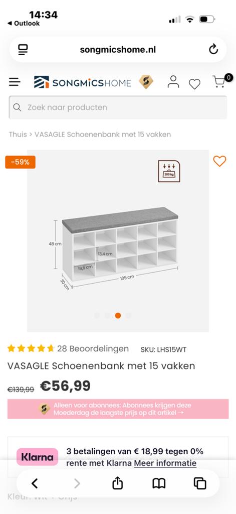 Schoenkast, Huis en Inrichting, Kasten | Schoenenkasten, Ophalen of Verzenden, Zo goed als nieuw
