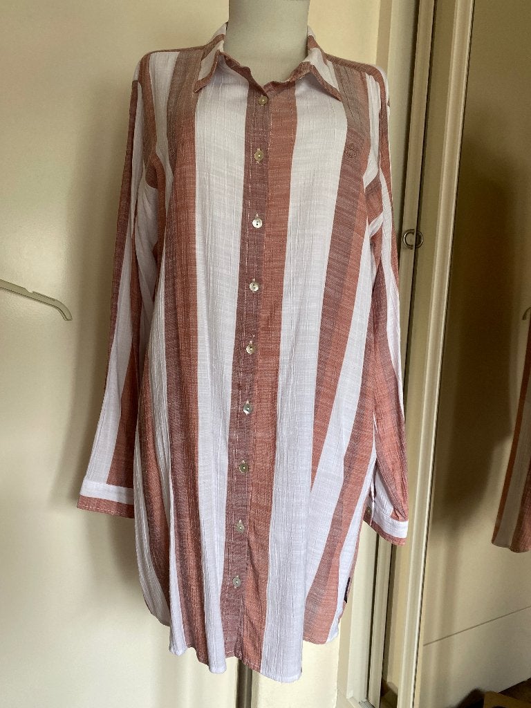 lange blouse Je m'appelle L mauve/wit, Kleding | Dames, Blouses en Tunieken, Wit, Maat 42/44 (L), Ophalen of Verzenden, Zo goed als nieuw