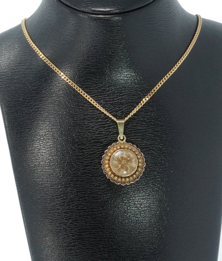 Memorie 14k gouden antieke ketting hanger rouw haarwerk dame, Ophalen of Verzenden, Goud, Hanger, Met edelsteen