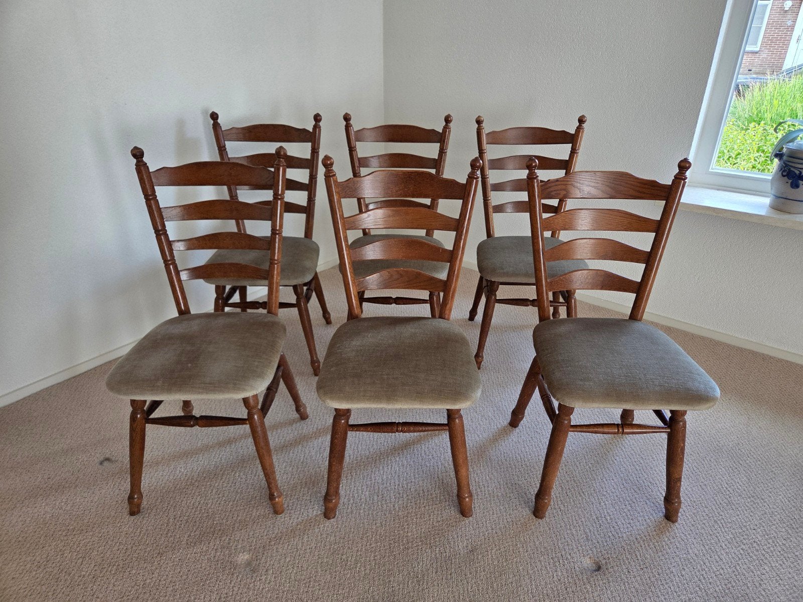 6x eetkamerstoelen, stoelen velours stof, Ophalen, Bruin, Vijf, Zes of meer stoelen