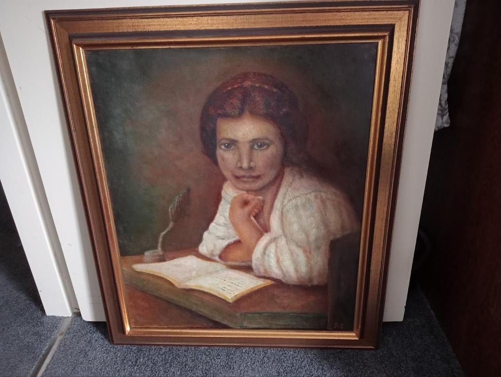 Olieverfschilderij Meisje in het venster, Rembrandt stijl, Antiek en Kunst, Ophalen