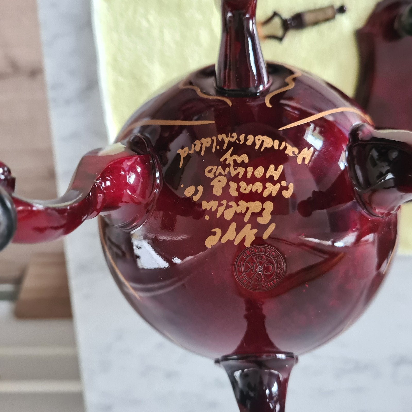 Antieke handbeschilderde theeketel met molen decor, Ophalen