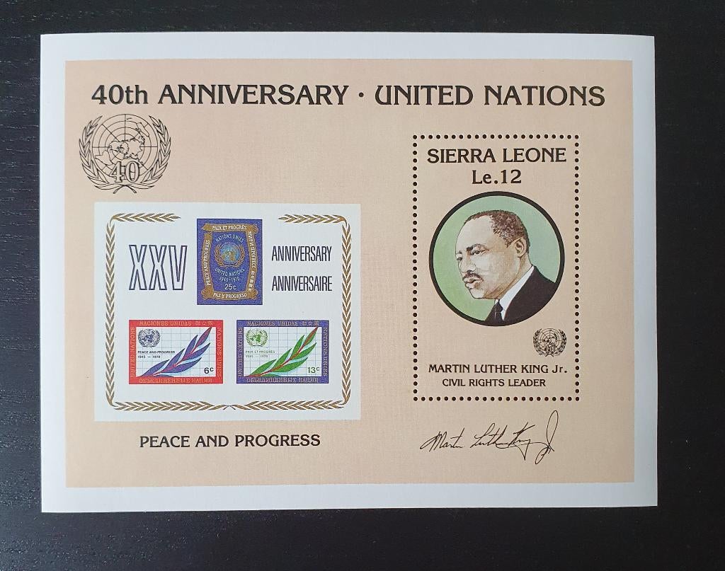 Sierra Leone 1985 VN Martin Luther King Michel blok 41 pf, Postzegels en Munten, Verzenden, Overige landen, Postfris
