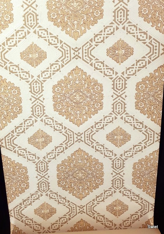 13120 klassiek barok behang met ruitmotief patroon swiet, Verzenden, Beige